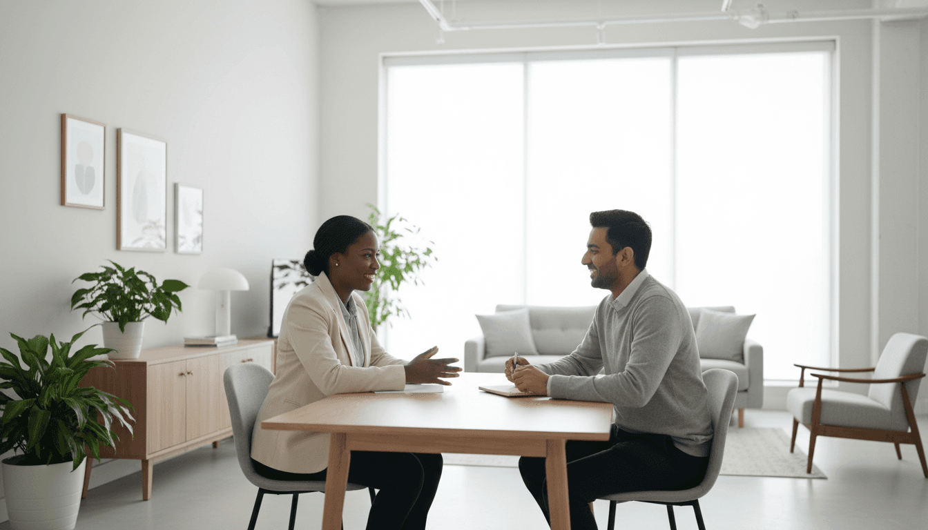 Image consultant discussing style options with a client